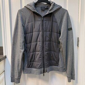 Armani Exchange A/X Quilted Panel Full Zip Hoodie Jacket Size Large
